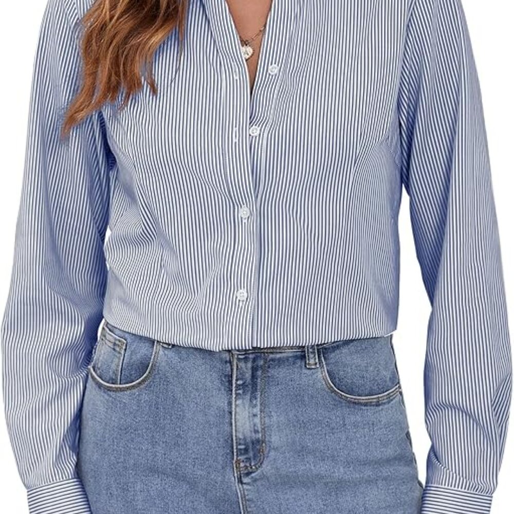 BRAND NEW with tags white and blue stripe shirt